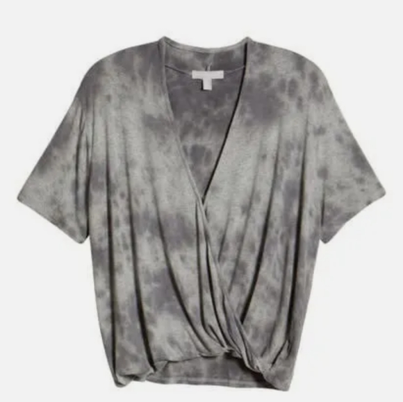 !!! NEW CHELSEA 28 Knit Wrap Front Top In Black- Grey Tie Dye, Size XS NWT - Picture 1 of 3